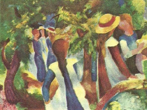 August Macke flickor under trad oil painting picture